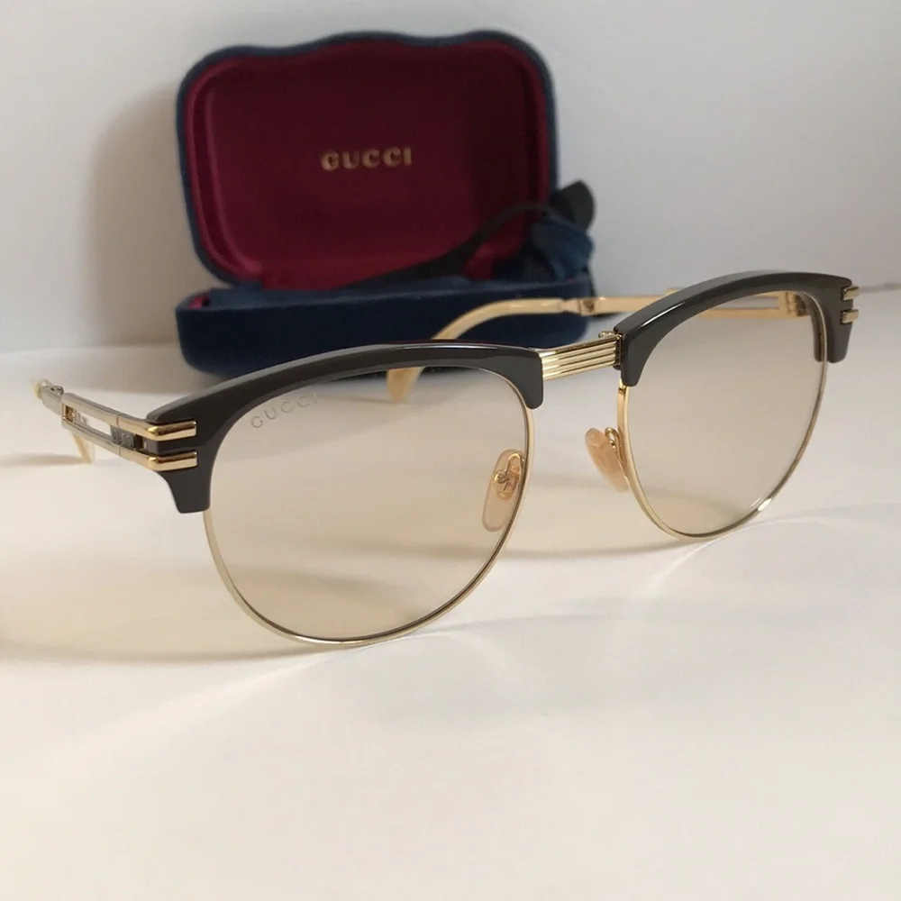 New Authentic Gucci Men's Brown and Gold  GG1107S Square Sunglasses
